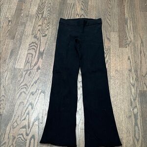 Good American Black Ribbed Knit Wide-Leg Pants